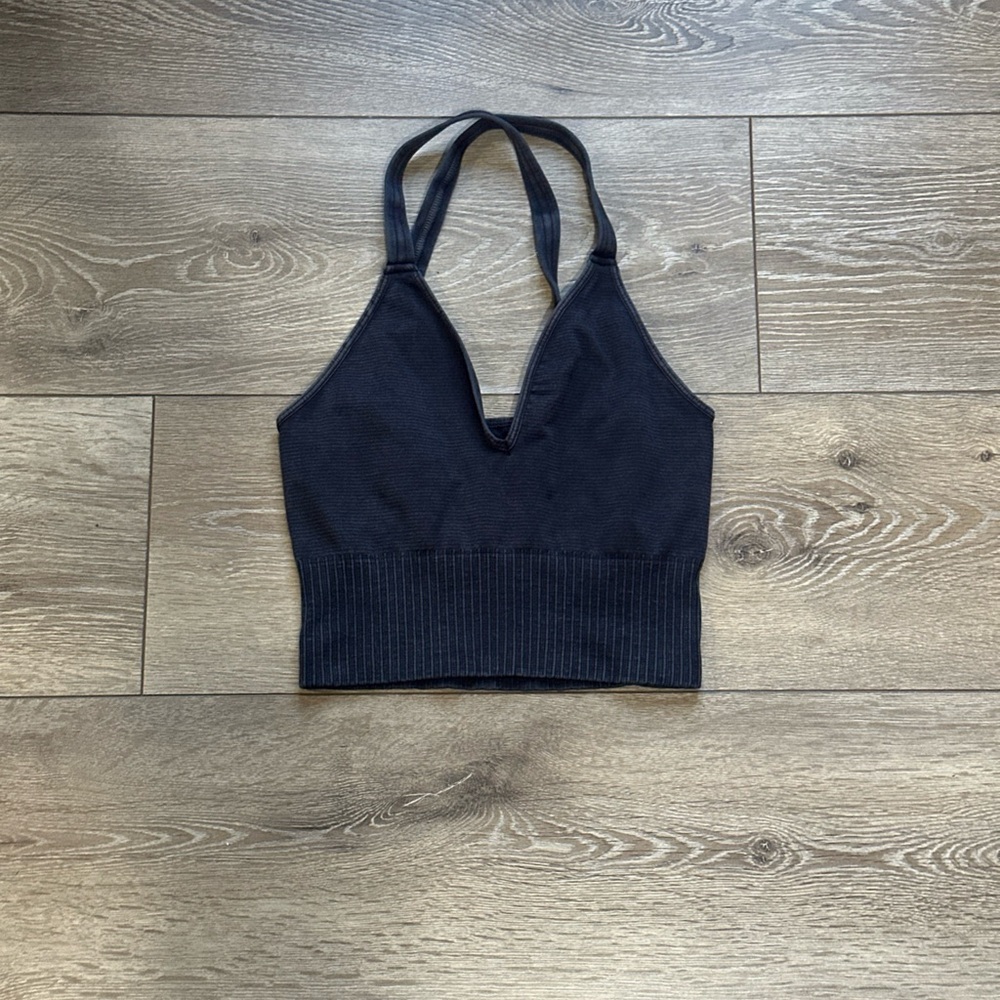 •Sold•  FP Movement Good Karma V Neck Crop Top in Washed Black - Picture 3 of 7